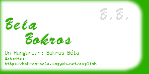 bela bokros business card